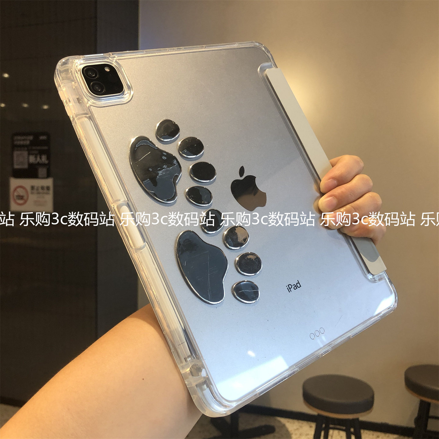 电镀银狗爪3+Y折叠支架适用苹果平板电脑保护套iPad10代10.9寸Air876亚克力Pro11吸附10.2寸9.7笔槽Por13硬壳