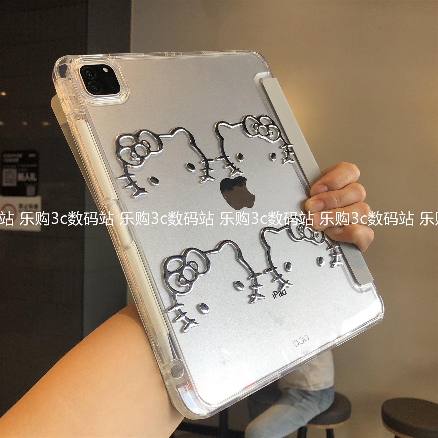 3+Y折叠可爱浮雕适用苹果iPad11代a16亚克力壳diy第10代Air678全包Pro11防弯10.2英寸9.7带笔槽mini5/6保护套