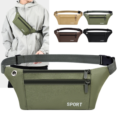 男士多功能运动帆布腰包男女跑步手机包户外贴身便携斜挎包健身包