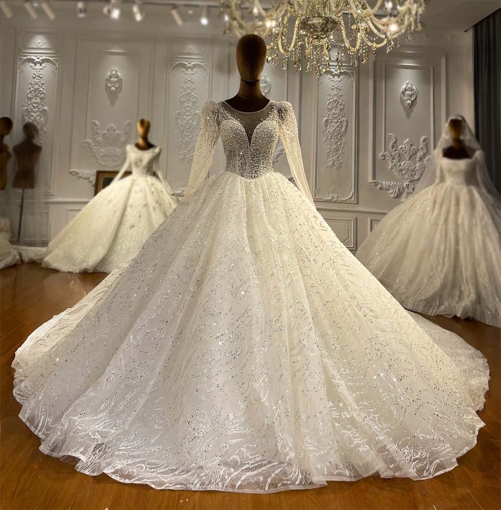 jancember ns4357 sequins lace illusion beaded bridal ball go