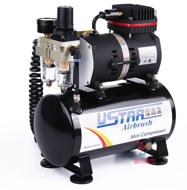 ustar优速达u601g 模型上色喷漆气泵带6l储气罐双水阁过滤602g603