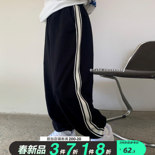 男童运动裤春秋款炸街裤子中大童春装宽松运动裤春季纯棉卫裤潮牌