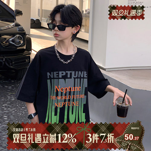 男童短袖体恤衫题设2025夏装新款