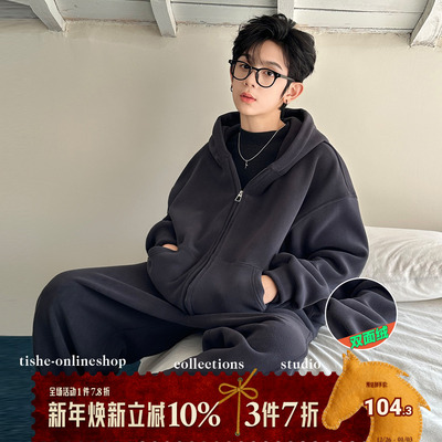 男童加绒外套秋冬季2025新款