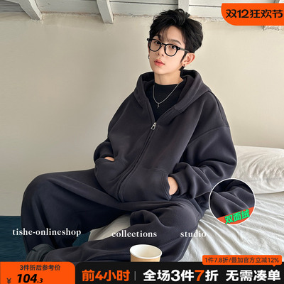 男童加绒外套秋冬季2025新款