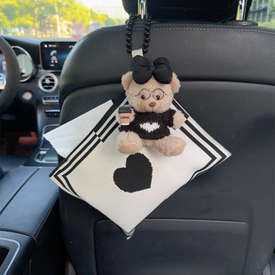 萌小熊车载纸巾盒挂式可爱创意卡通抽纸盒椅背遮阳板汽车装饰用品