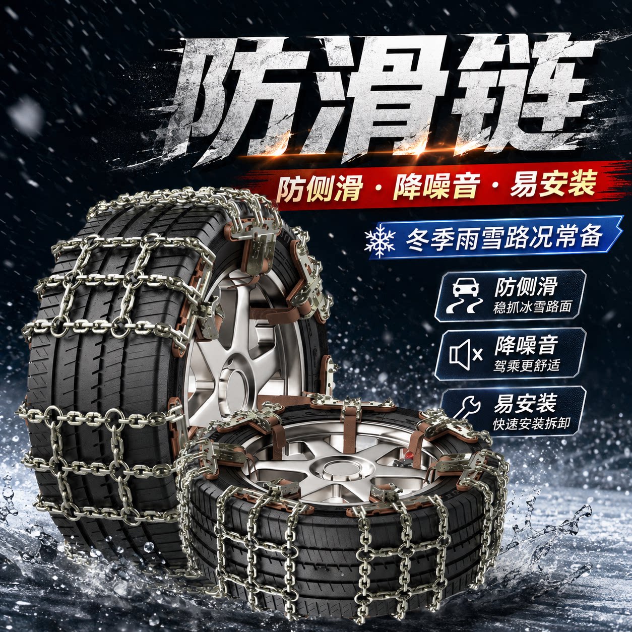 汽车轮胎防滑链雪地应急不伤胎图片
