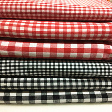 纯棉格子布料服装面料黑白红白小方格衬衣桌布窗帘布手工diy面料