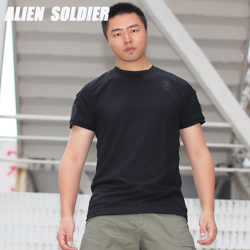 异种兵新品圆领宽松速干排汗战术短袖刺绣抗皱户外军迷短T恤夏季