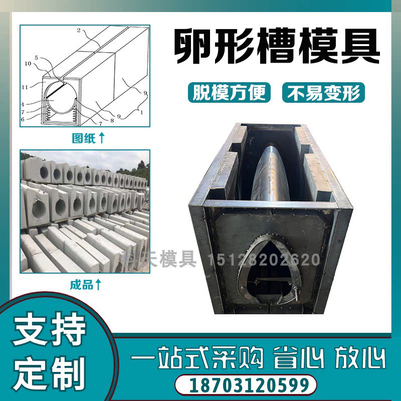 预制急流槽卵形槽模具缝隙式排水沟模板边沟水渠预制件流水槽磨具