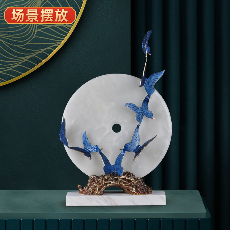 玉石平安扣摆件家居客厅博物架