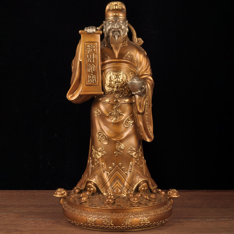 彩铜财神摆件文财神招财财神爷神像家用寺庙佛堂供奉店铺开业礼品