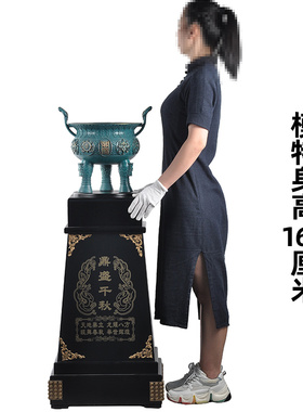 彩铜蓝色三足圆鼎摆件黄铜酒店开业庆典乔迁礼品工艺品落地大摆件