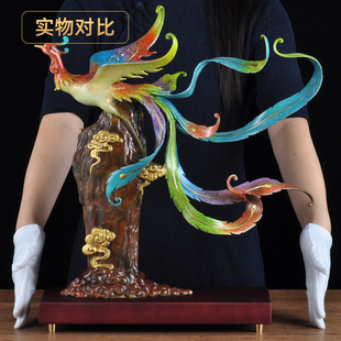 彩铜凤凰摆件凤舞九天创意家居客厅电视柜装饰品乔迁新居商务礼品