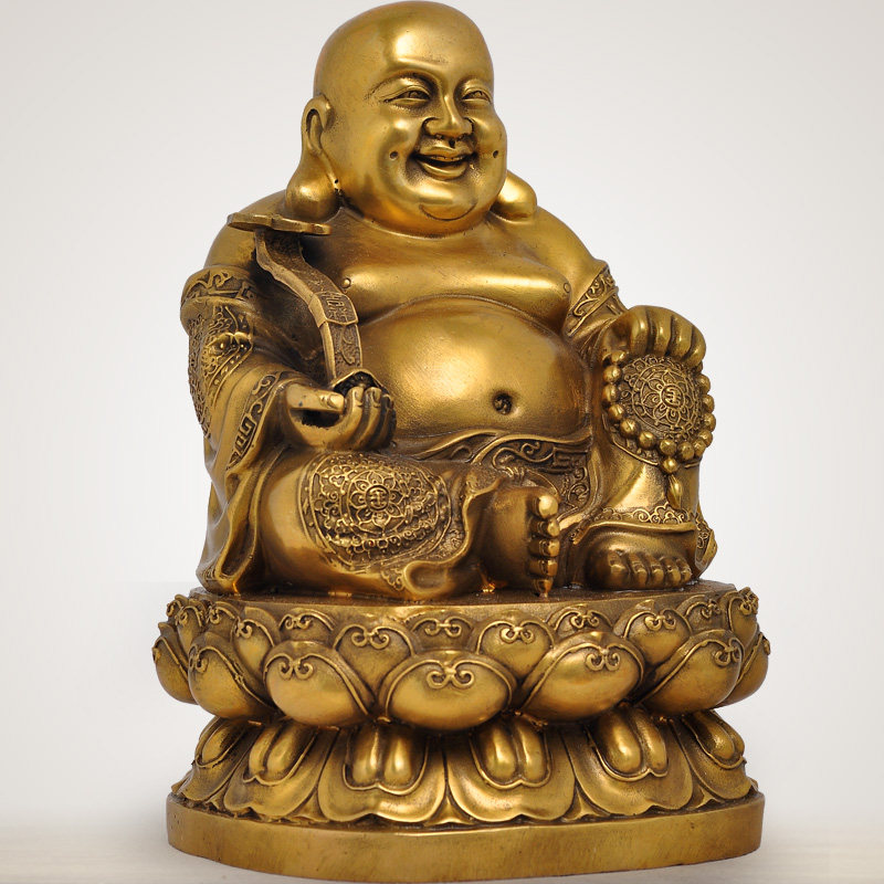 招财弥勒佛摆件黄铜客厅风家居客厅玄关装饰品笑佛大肚佛开业礼品