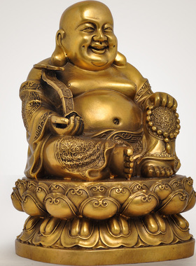 招财纯铜家居客厅大肚佛开业礼品