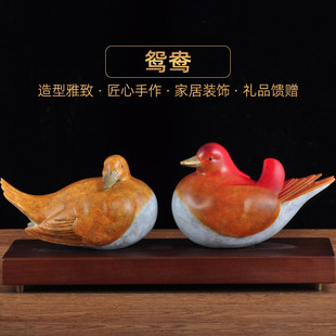 彩铜鸳鸯摆件一对比翼双飞鸳鸯戏水家居客厅婚房装饰品结婚礼品