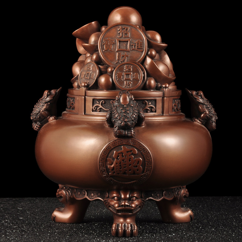 紫铜招财元宝风水聚宝盆摆件