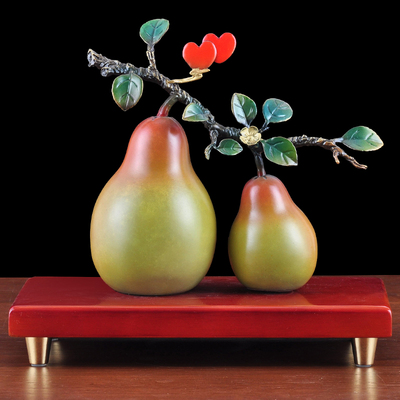 彩铜仿真梨摆件永不分离新中式