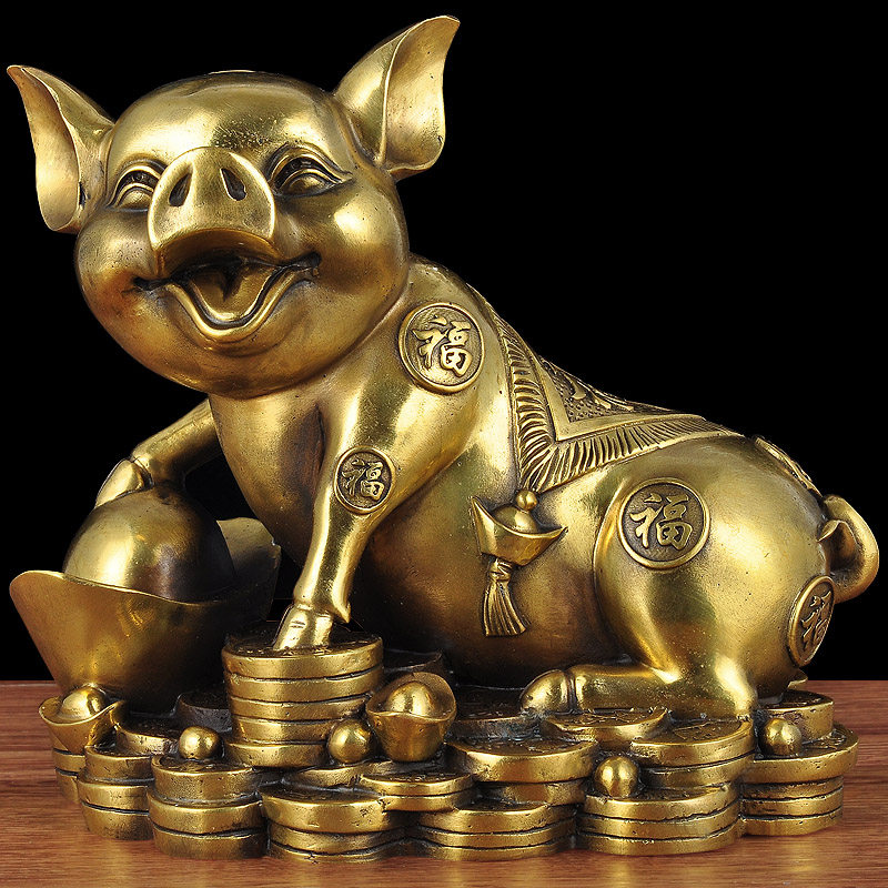 铜猪摆件招财金猪店铺开业礼品办公室老板桌家居客厅装饰工艺品
