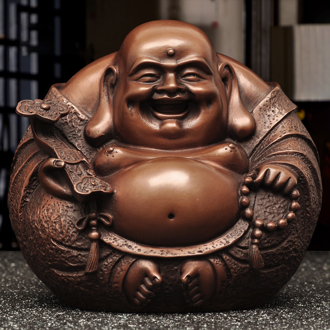 紫铜弥勒佛摆件一团和气大肚笑佛