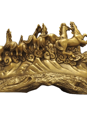 黄铜八骏雄风家居客厅酒柜装饰品