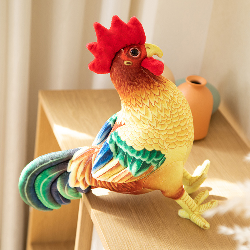 可爱卡通仿真大公鸡毛绒玩具仿真动物玩偶彩色公仔小鸡娃娃玩偶