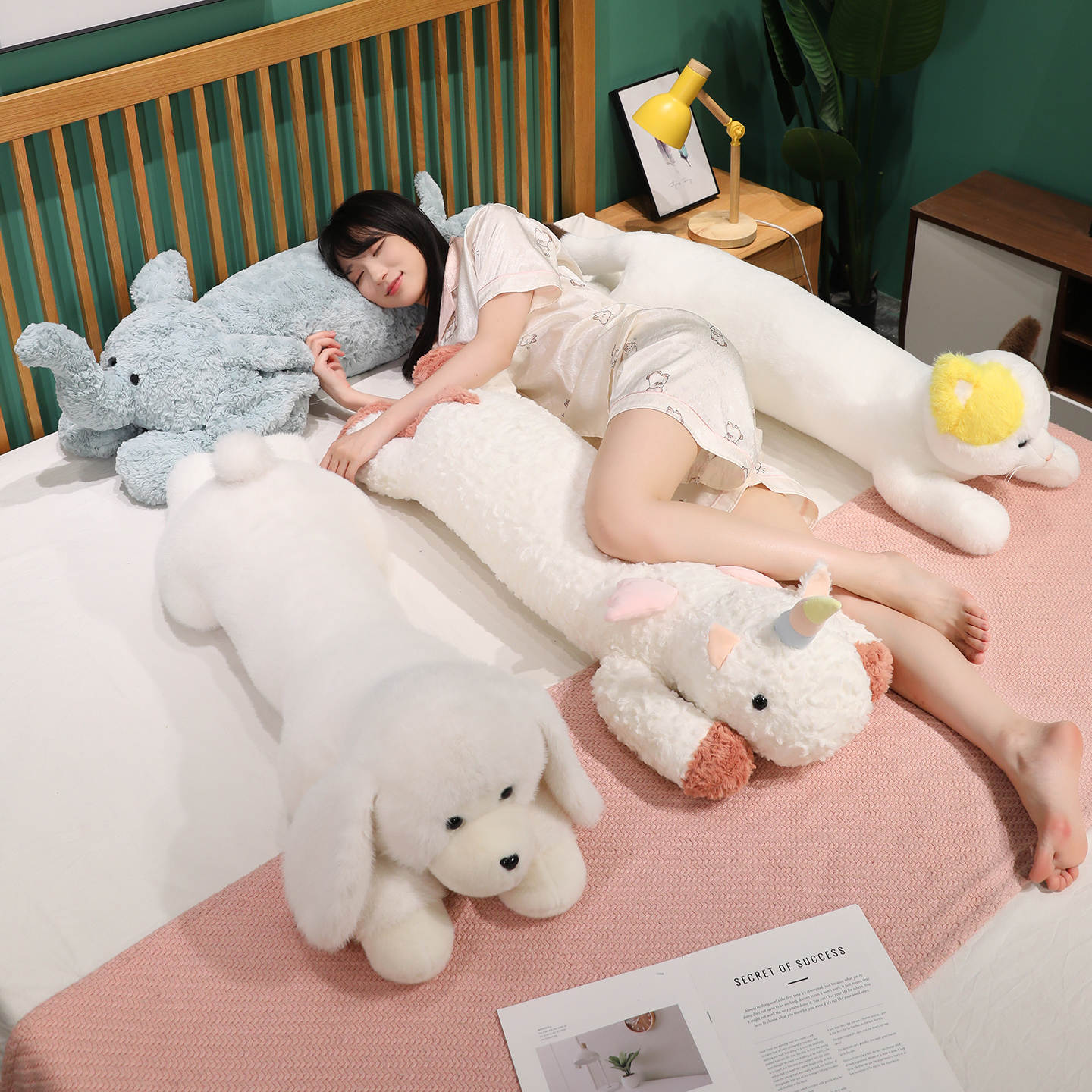 长条趴趴狗抱枕女生睡觉儿童侧睡夹腿床上抱睡公仔大象考拉独角兽