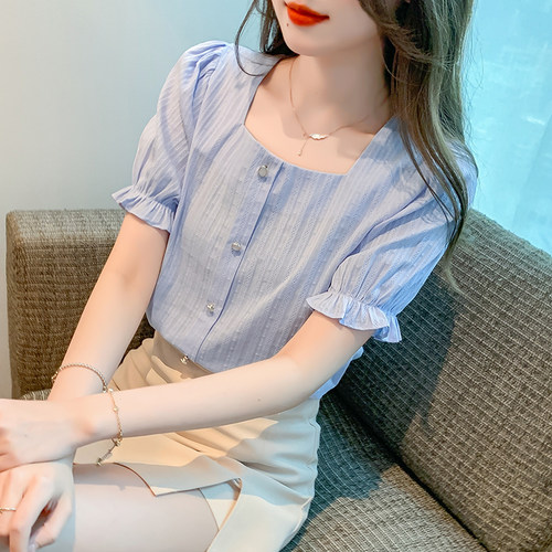 纯棉衬衫女上衣夏季棉麻衬衣小衫