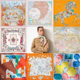 法式 小丝巾春秋高端65cm真丝斜纹小方巾女桑蚕丝职业领巾围巾