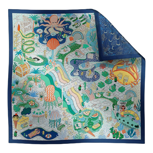 双面印花真丝手工卷边女四季