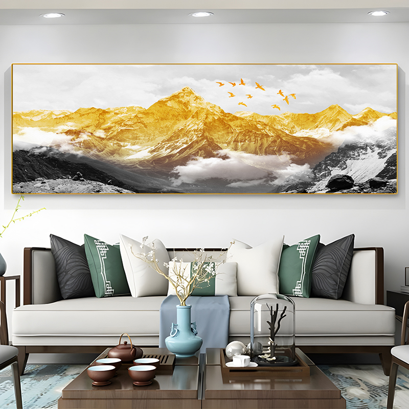 客厅装饰画大气背有靠山沙发背景墙挂画轻奢高端2025新款晶瓷壁画图片
