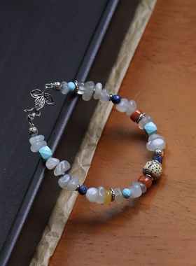 「月落菩提」天然白月光多宝手串新中式星月菩提禅意手链松弛手饰