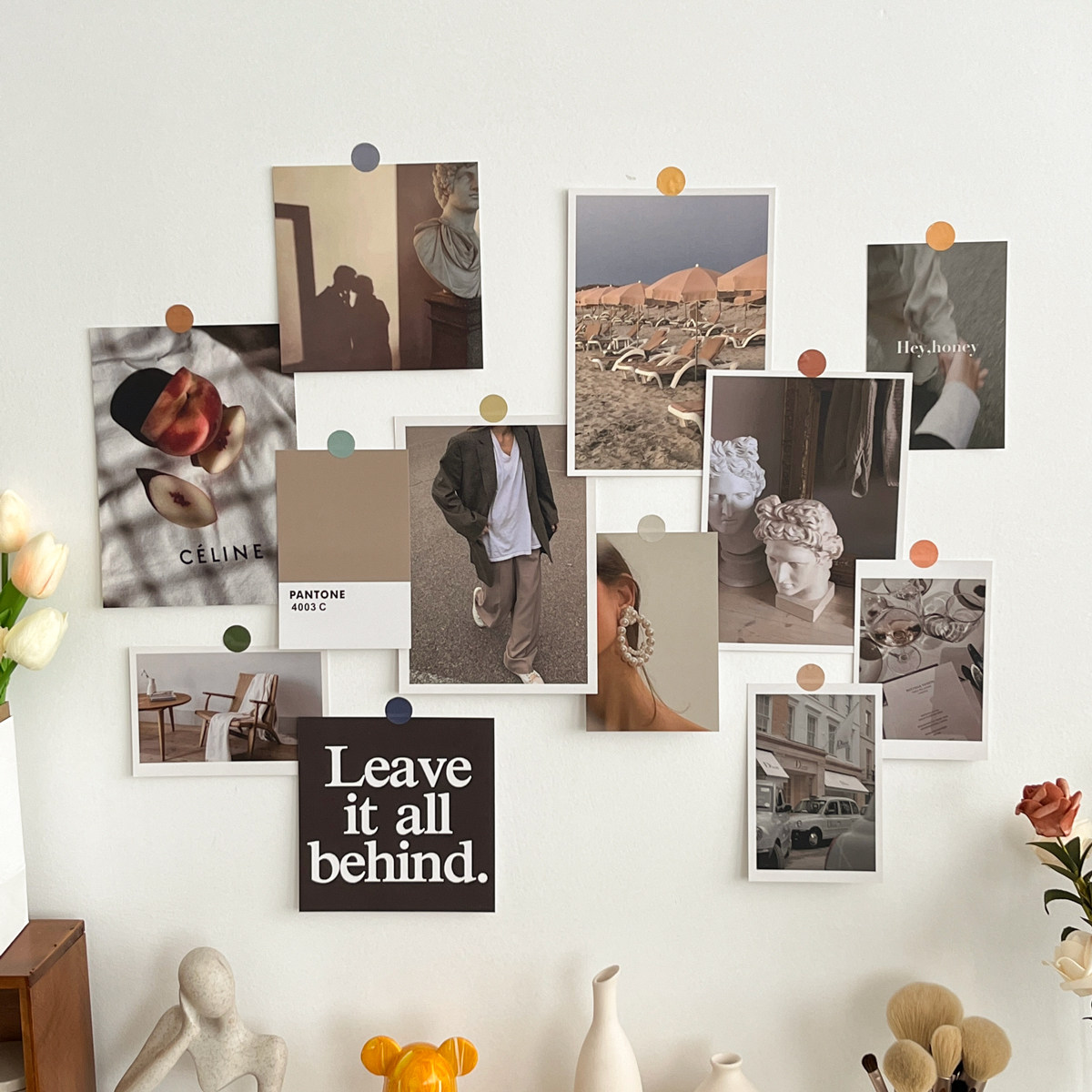 ins复古墙面装饰卡片 海报墙贴x宿舍卧室房间布置贴纸背景墙贴画