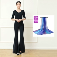 Черный цветной шифоновый громкоговоритель, штаны-клёш