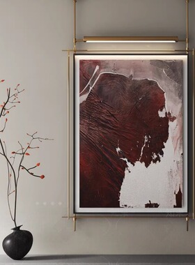 现代轻奢抽象挂画玄关装饰画高级感氛围壁灯画金属框架定制画立体