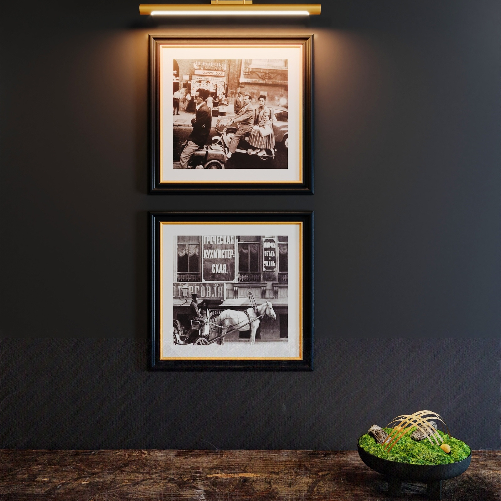 新中式墙面氛围灯装饰画客厅茶室禅意墙壁挂件高级感吊杆灯画