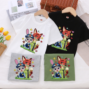 疯狂动物动儿童t恤短袖男童夏上衣痞帅风中小童装可配短裤做套装