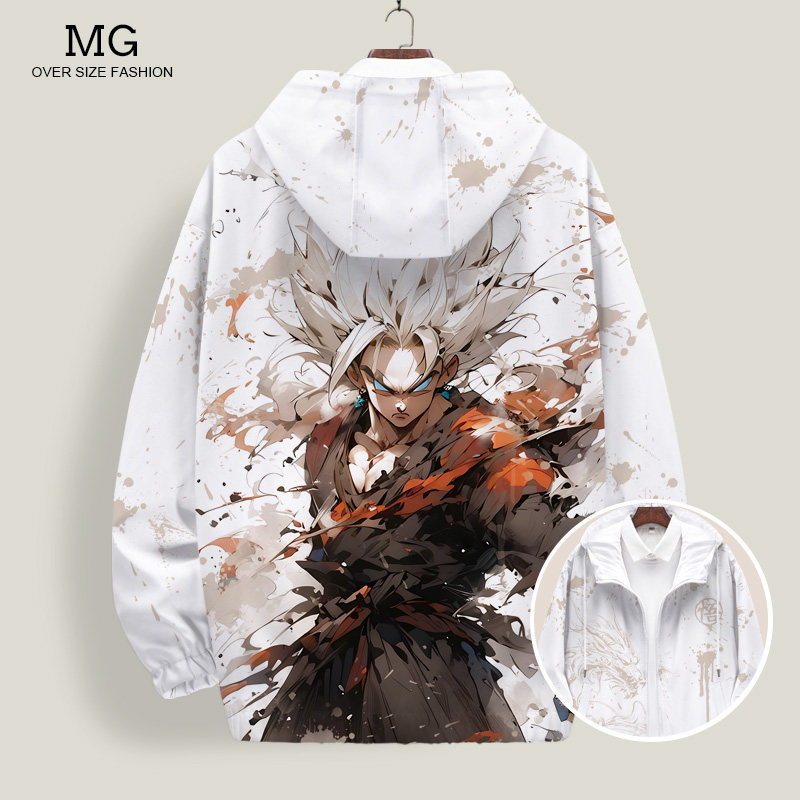 秋季七龙珠悟空联名潮牌连帽夹克男宽松外套卡通印花休闲开衫衣服