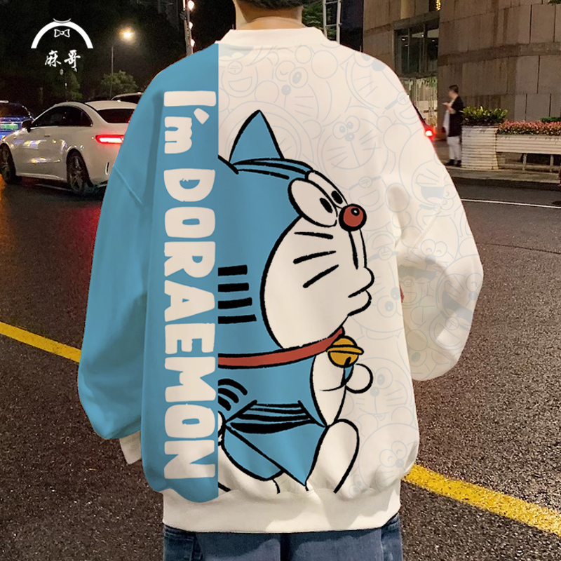 哆啦A梦动漫周边卫衣外套男青少年新款二次元卡通印花圆领长袖T恤