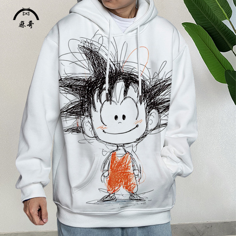 七龙珠动漫联名卫衣男卡通印花连帽上衣秋季新款大码加肥休闲外套