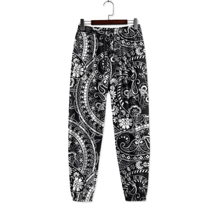 腰果花长裤男士夏季冰丝九分裤睡裤哈伦裤子休闲速干薄款加肥钓鱼