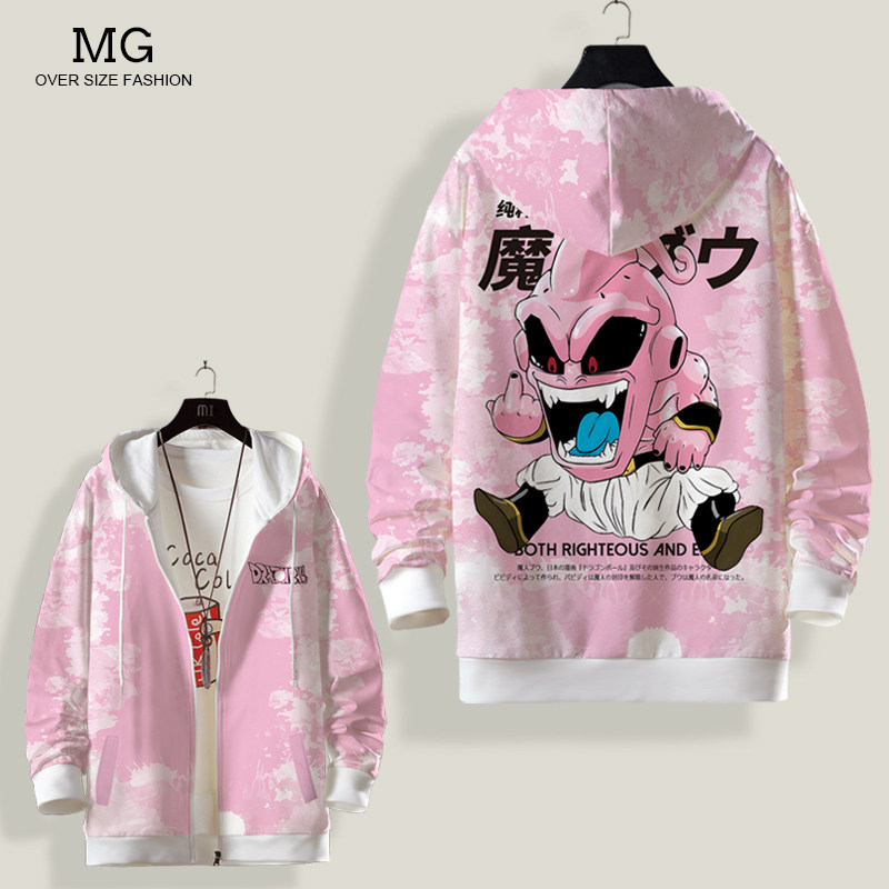 七龙珠联名卫衣男春秋加绒加厚外套动漫周边魔人布欧印花衣服开衫