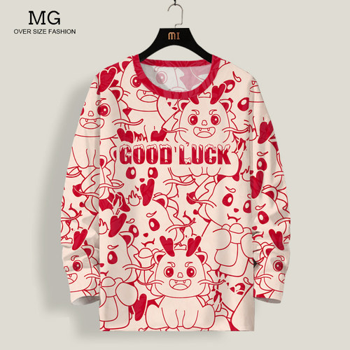 本命年衣服新款长袖T恤龙年goodluck过年打底衫大码加肥休闲内搭