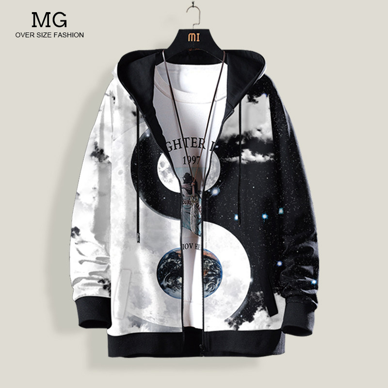 太极八卦印花卫衣男中国风潮流连帽开衫大码加肥休闲加绒秋季外套,男装,卫衣,淘宝优惠券,粉丝福利购,淘宝优惠卷