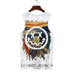 潮牌笑脸背心男夏季小恶魔无袖T恤学生潮流运动宽松速干二道坎肩