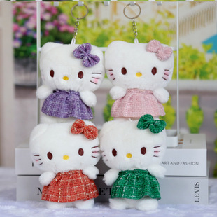 跨境可爱小猫咪挂件毛绒玩具蝴蝶结kt猫公仔挂件包包挂饰钥匙现货