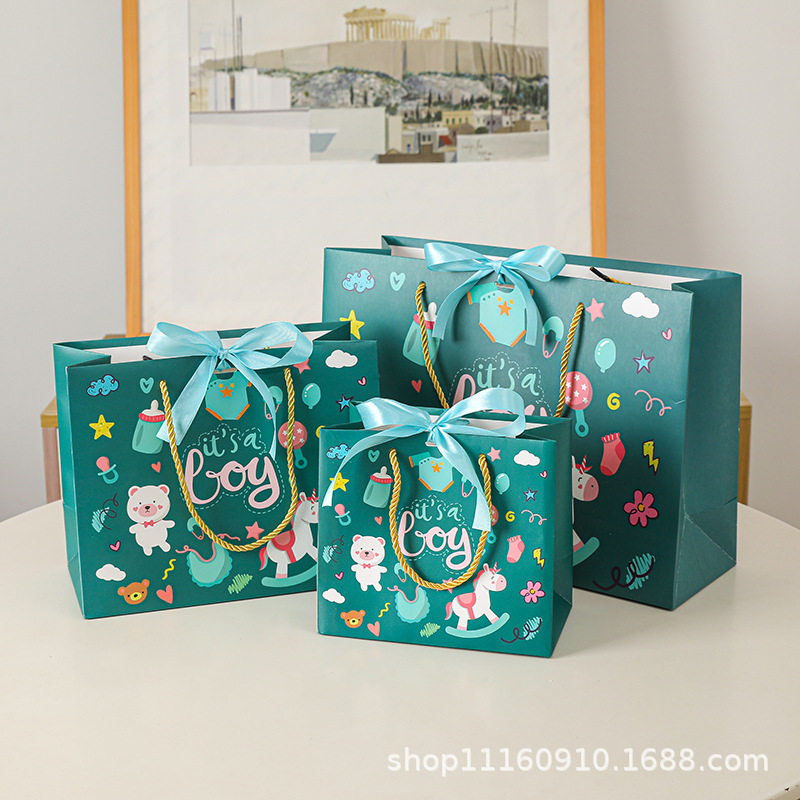 跨境六一儿童节回礼袋 节日礼品袋 生日纸袋 男孩女孩购物袋 现货
