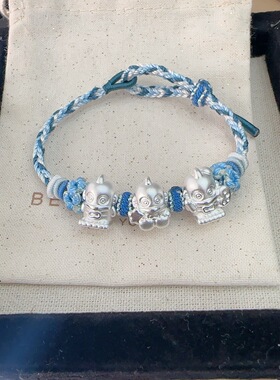 足银999三丽鸥纯银手链厨师布丁狗丑鱼kt猫玉桂狗闺蜜情侣女友