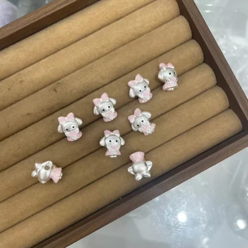 足银纯银卡通库洛米吊坠diy手链卡通挂件送儿童女友配饰生日礼物